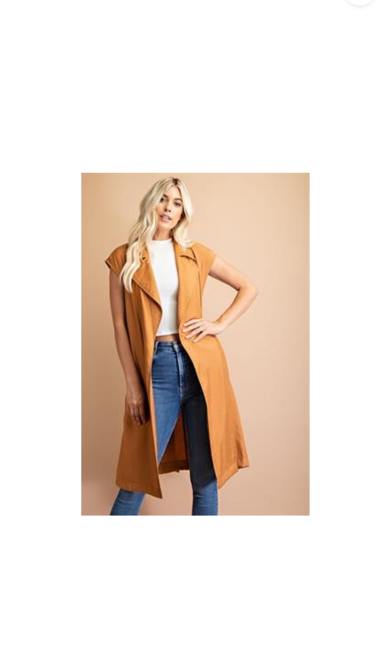 Belted vest camel